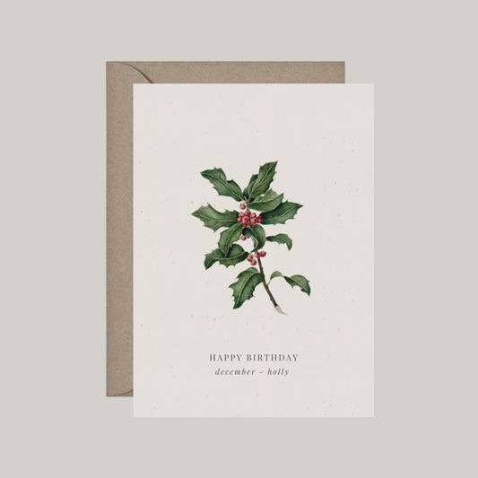 Dubbele kaart met envelop | geboortebloem december