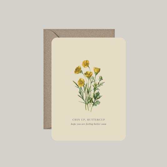 Kaart met envelop | chin up, buttercup - hope you are feeling better soon