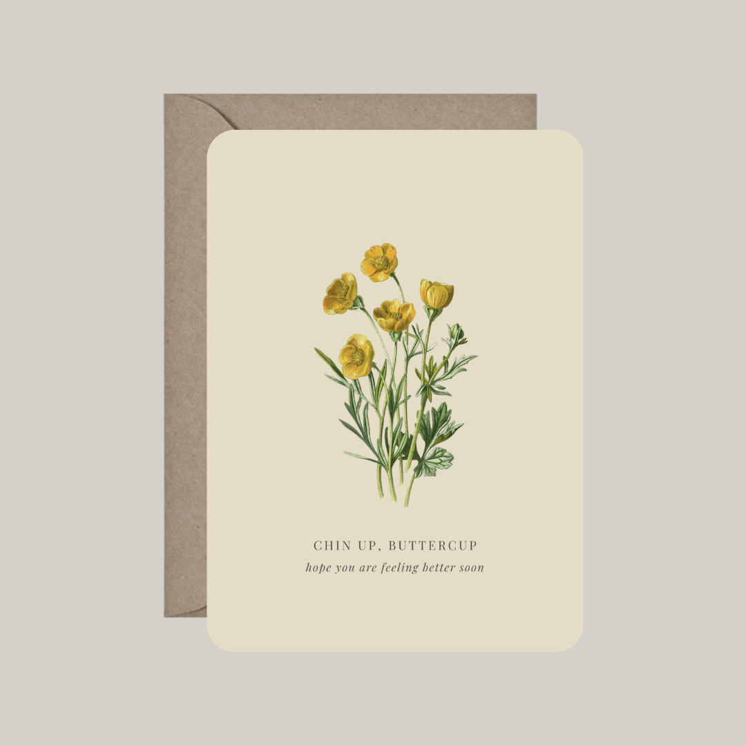 Kaart met envelop | chin up, buttercup - hope you are feeling better soon