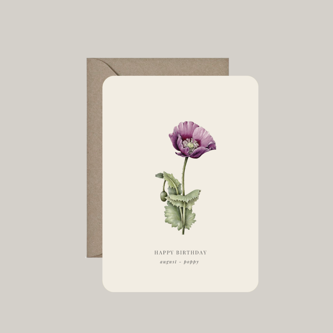 Kaart met envelop | geboortebloem augustus