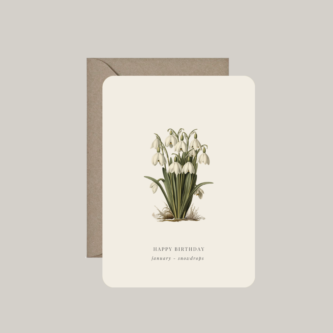 Kaart met envelop | geboortebloem januari