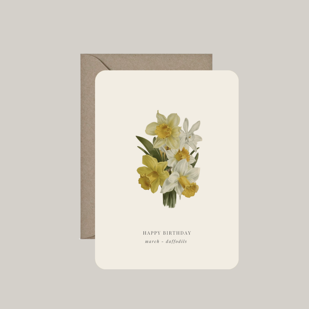 Kaart met envelop | geboortebloem maart