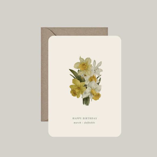 Kaart met envelop | geboortebloem maart