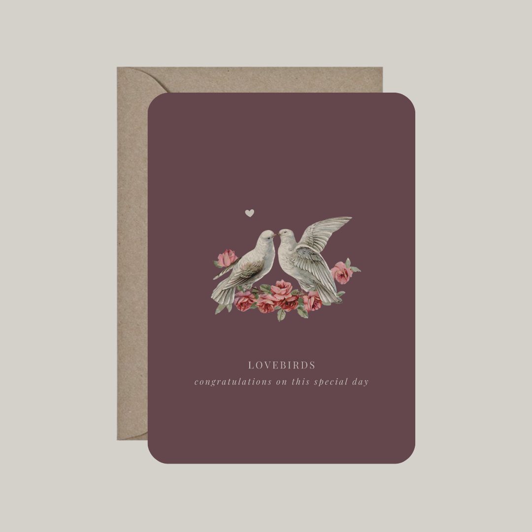 Card with envelope | lovebirds - congratulations