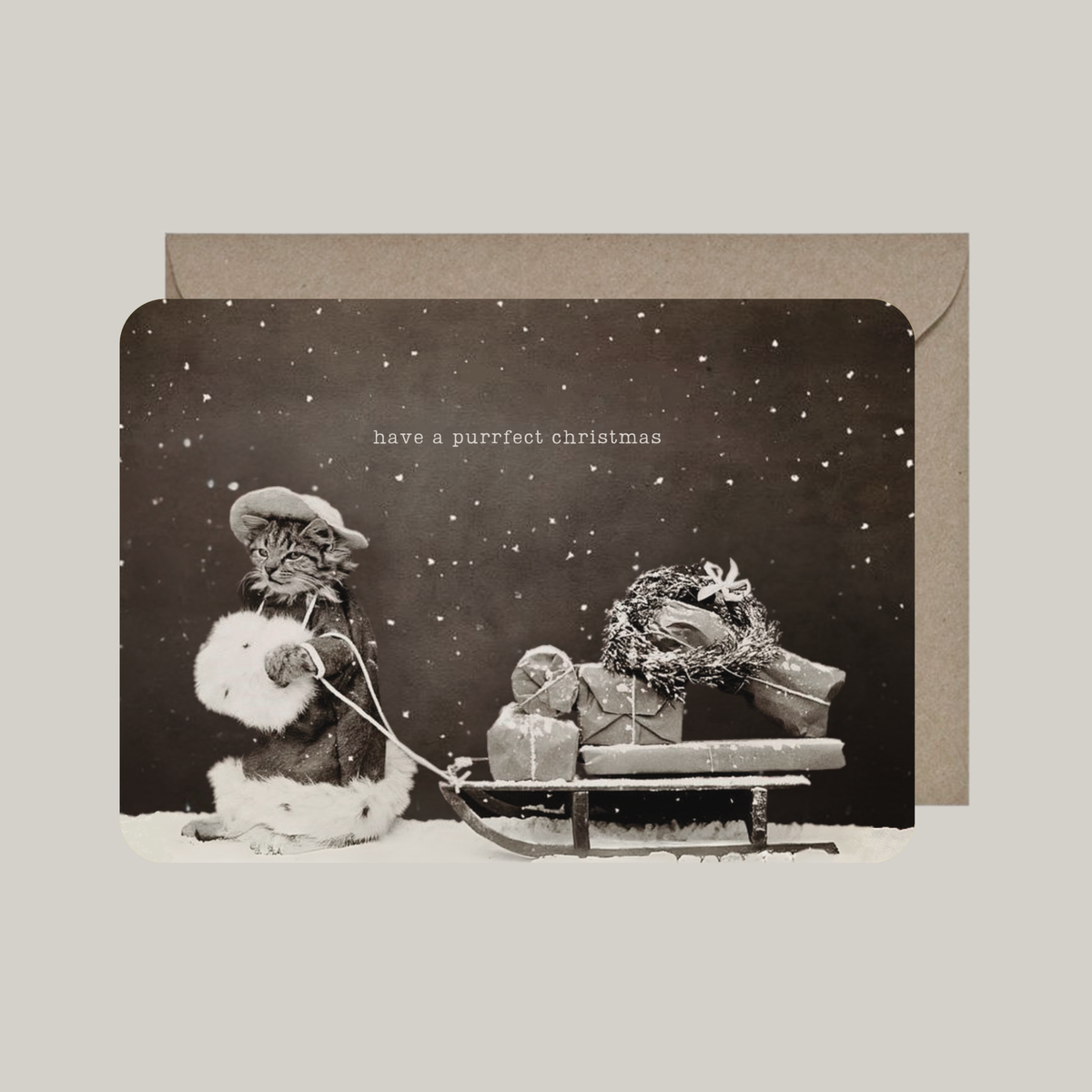 Christmas card with envelope | have a purrfect christmas