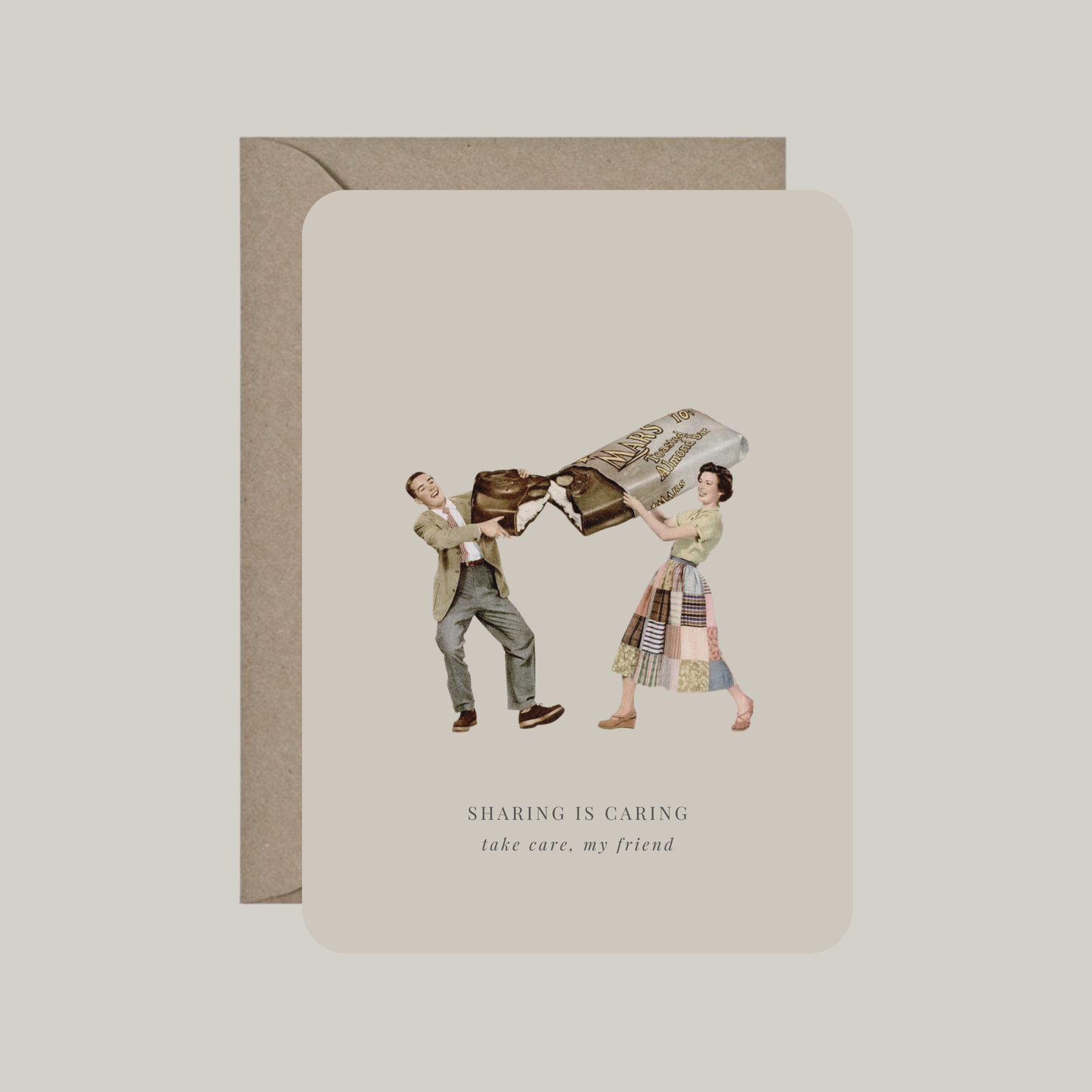 Kaart met envelop | sharing is caring - take care, my friend