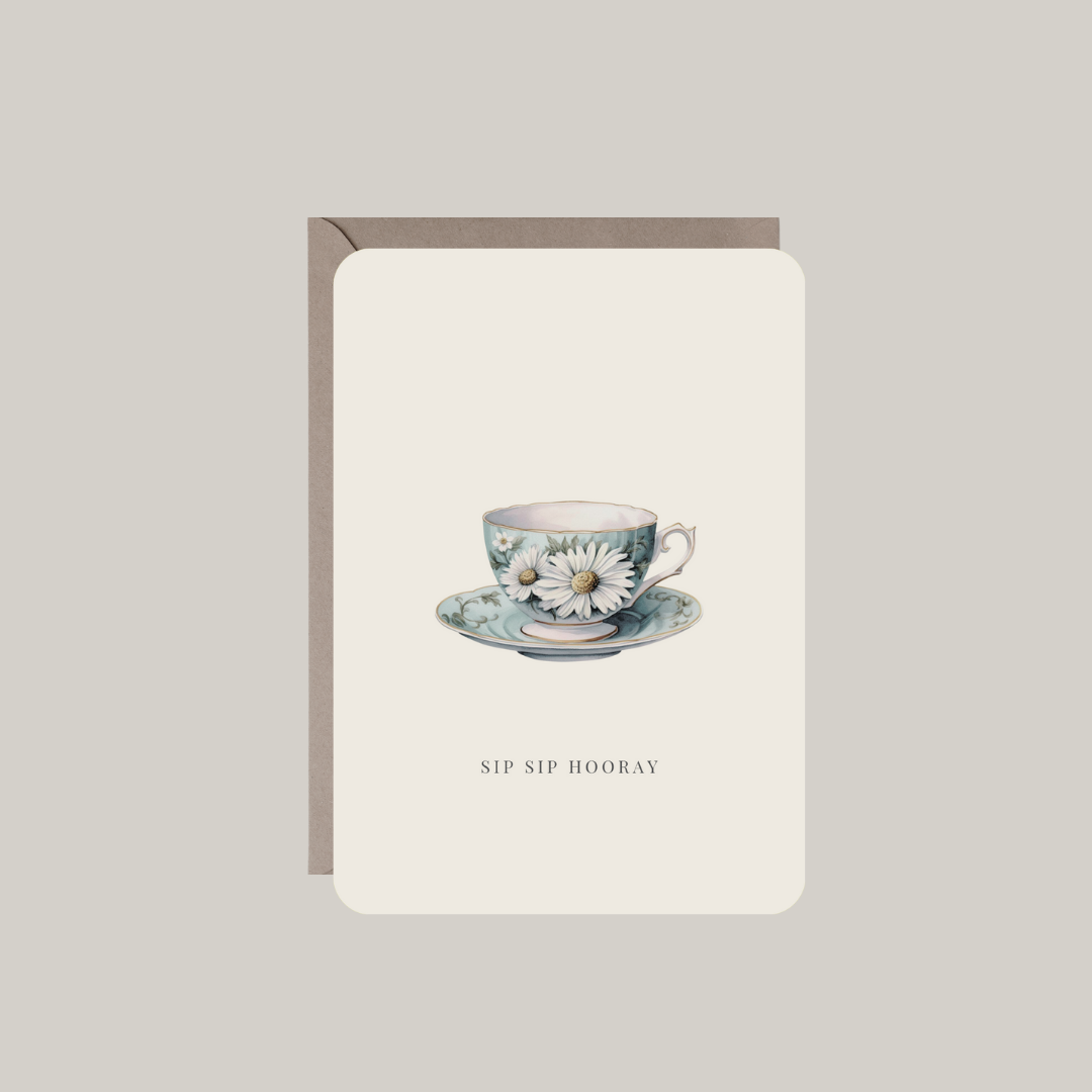 kaart-blauw koffiekopje met bloemen