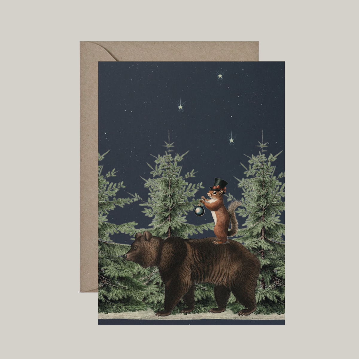 Gevouwen kaart met envelop | midden in de winternacht