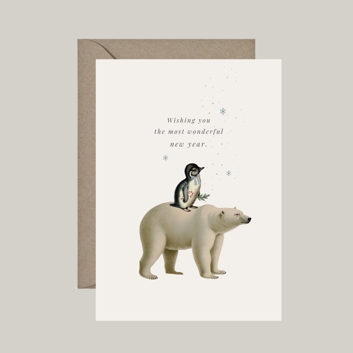 Gevouwen kaart met envelop | wishing you the most wonderful new year