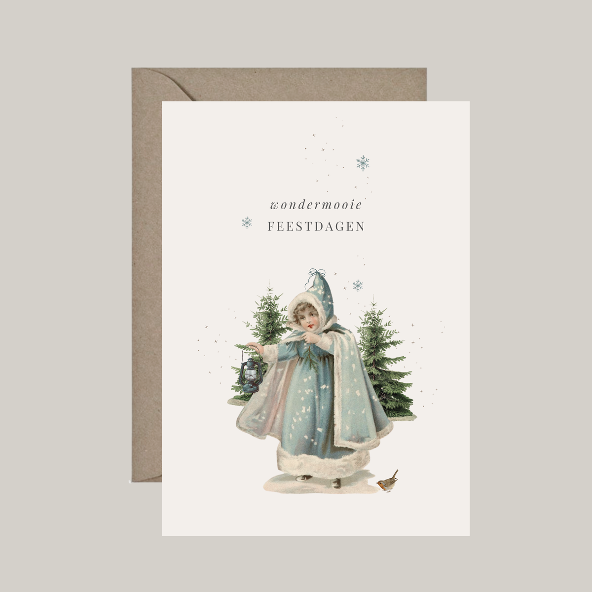 Gevouwen kaart met envelop | wondermooie feestdagen