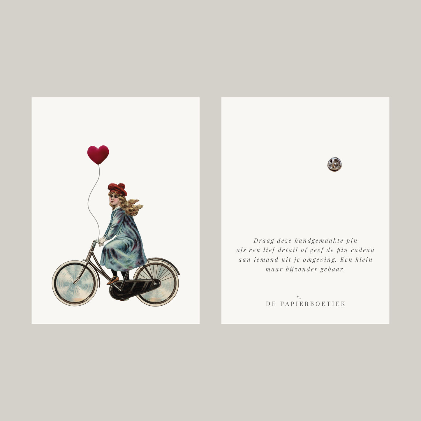 Kaartje met pin | meisje met fiets