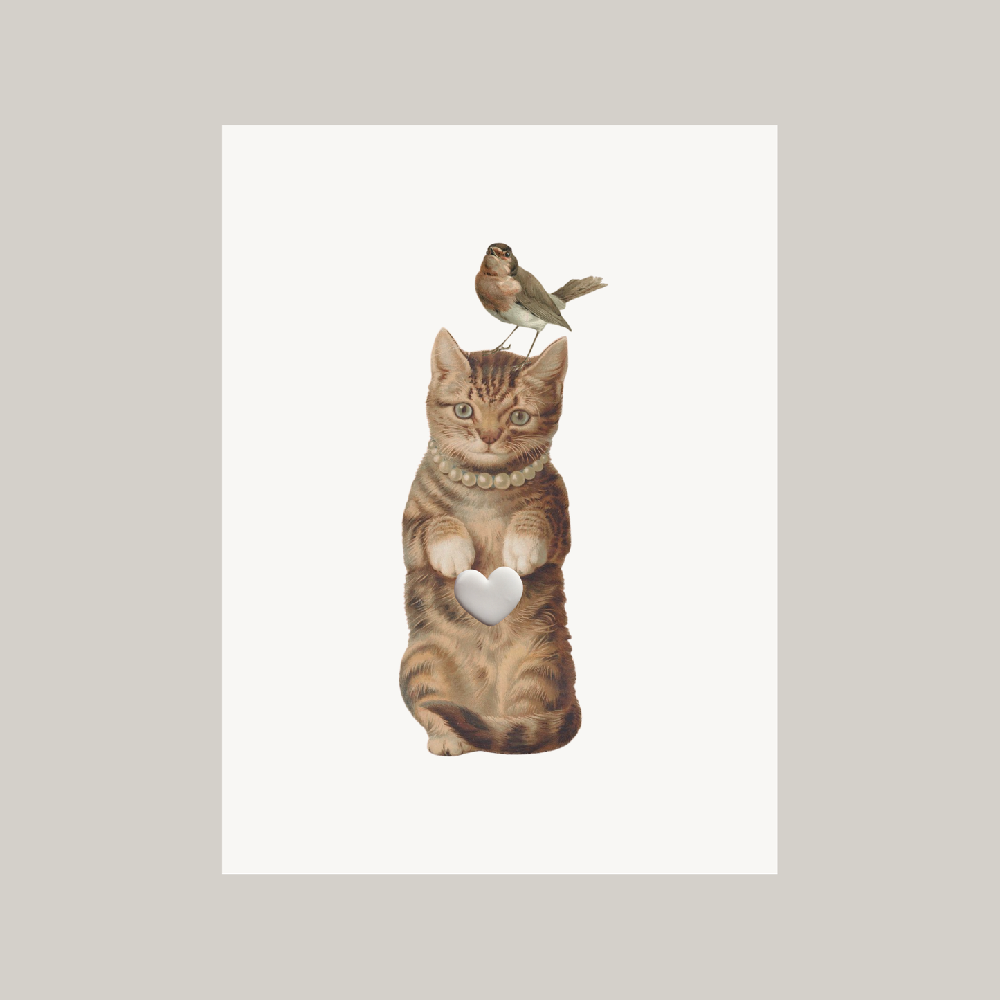 Kaartje met pin | kat & vogel