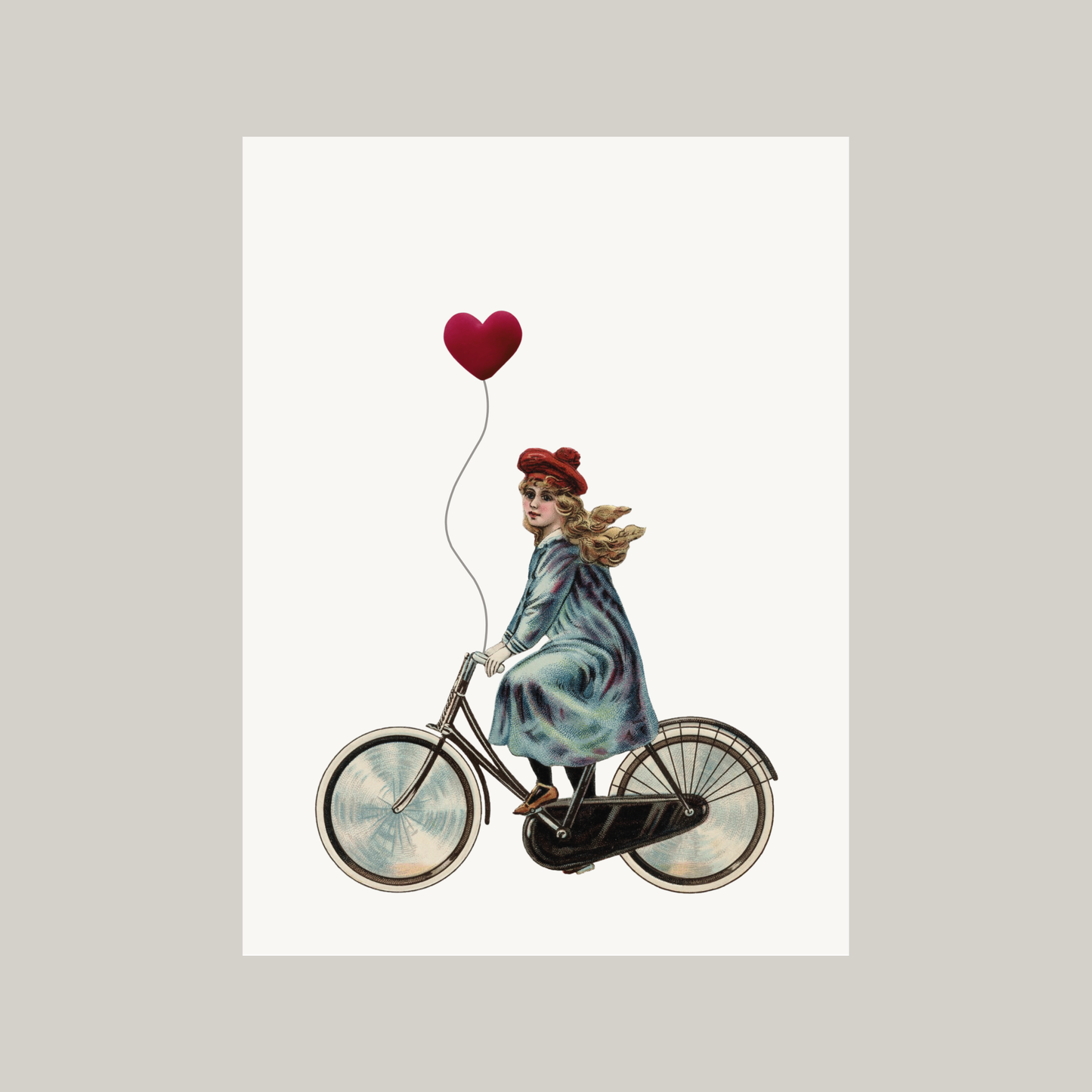 Kaartje met pin | meisje met fiets