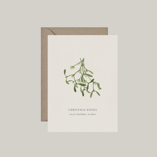 Dubbele kaart met envelop | christmas kisses - sweet holiday wishes