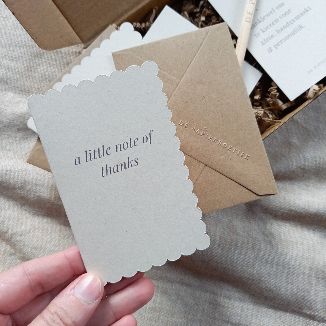Set van 3 mini-kaartjes met envelop | a little note of thanks