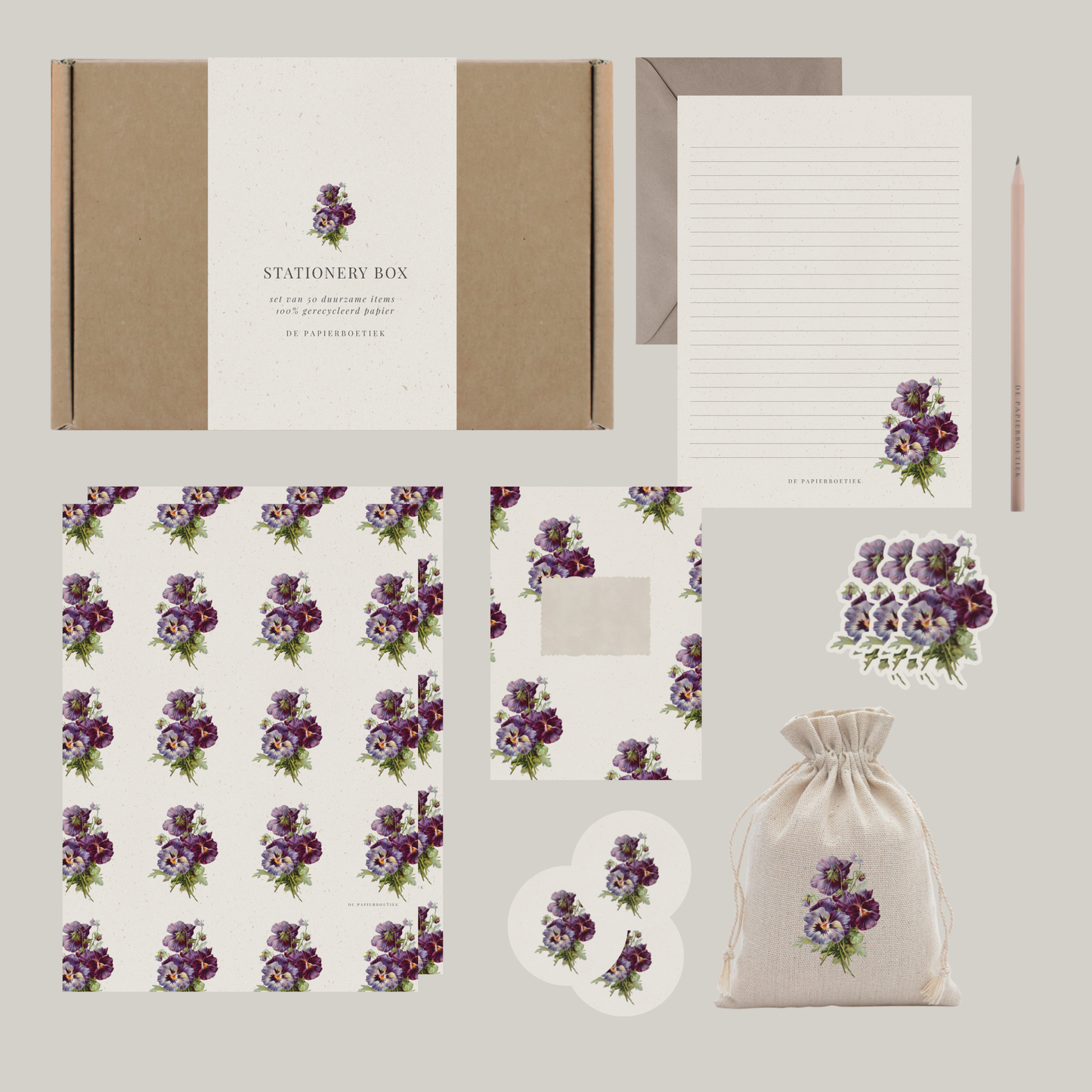 Stationery box | viooltjes